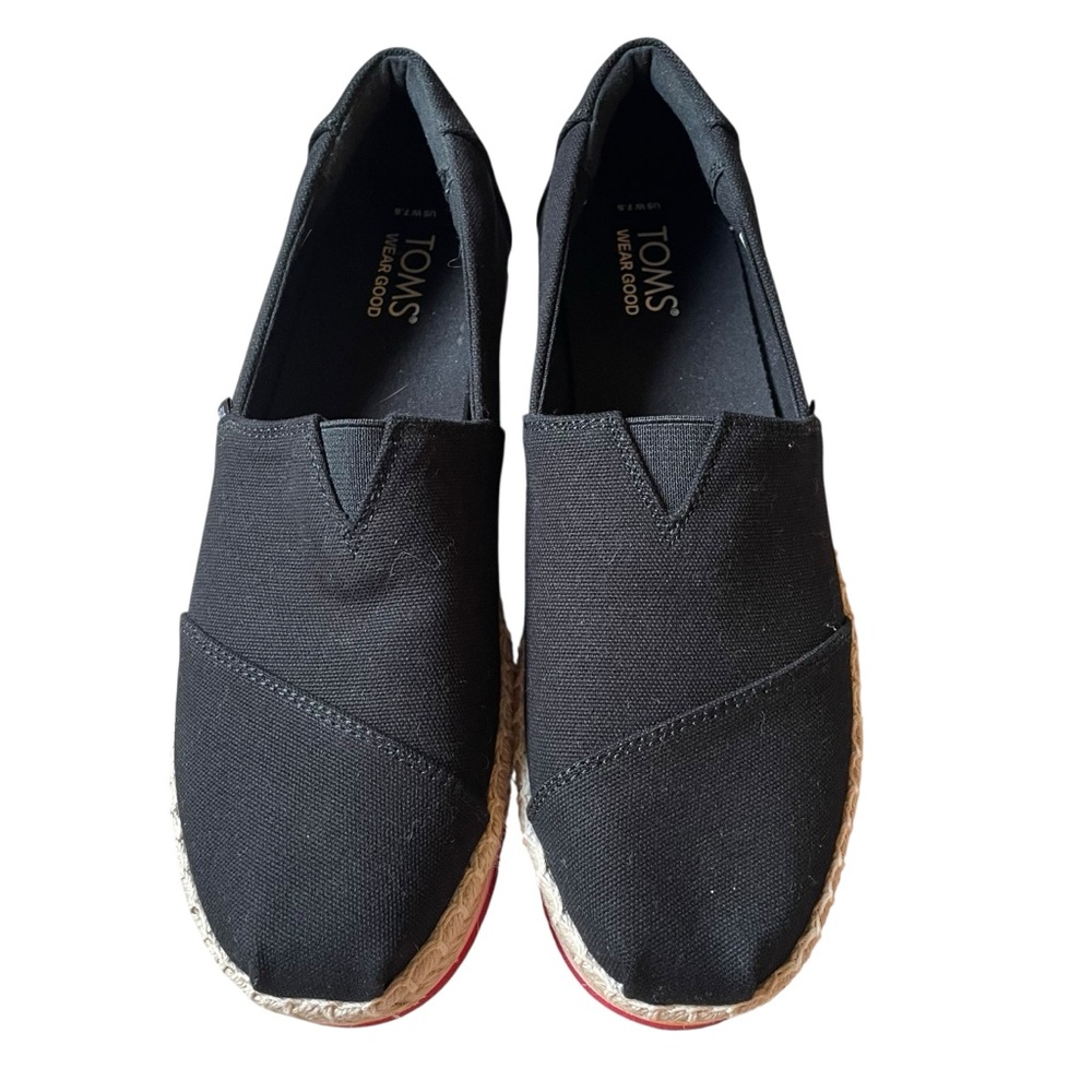 Toms Alp Platform Rope High Black Espadrilles Size 7.5 - Picture 2 of 10